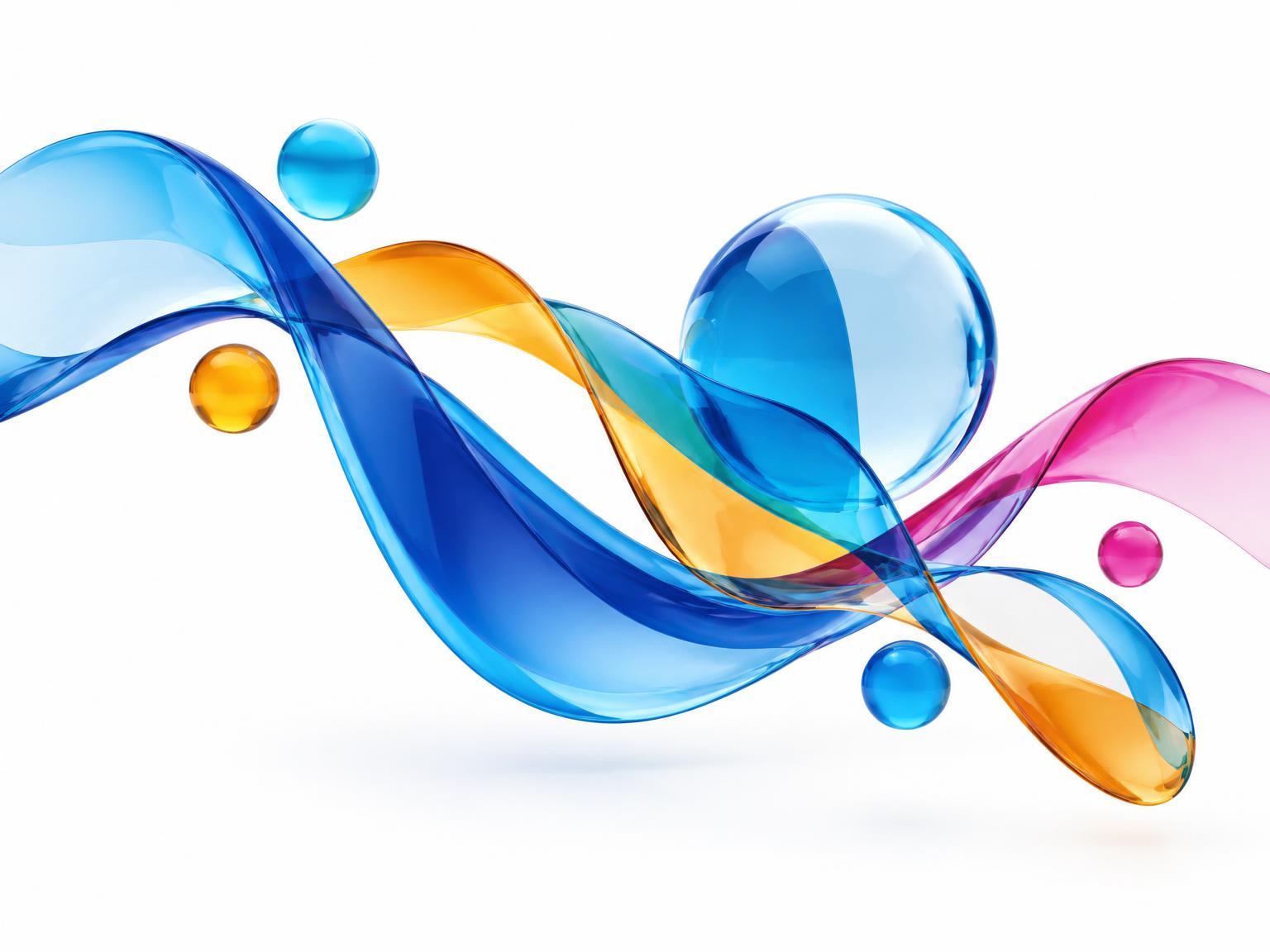 Flowing ribbons in Sceniox brand colours