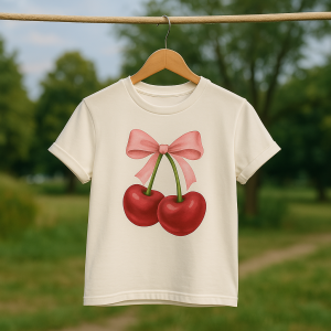🍒 Sweet Cherry Bow T-Shirt Design – Editable Source File 🍒